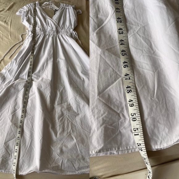 NWT ZARA White Cotton Midi Dress with Tie-Back M - Picture 11 of 15